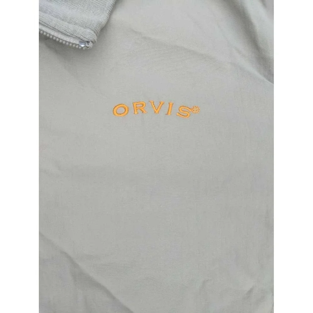 Orvis‎ Mens Activewear Jacket Beige Long Sleeves Quarter-Zip Lined 100% Nylon L